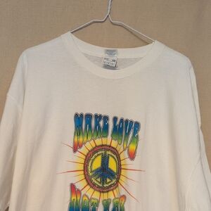 Cancun Mexico Make Love Not War Vintage Tourist White T-Shirt Size 2XL